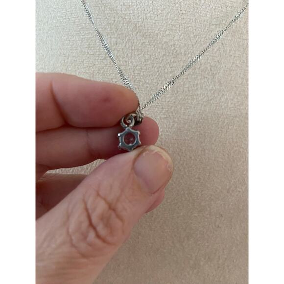 Aquamarine Crystal Pendant Necklace Silver Tone Chain - Picture 2 of 3